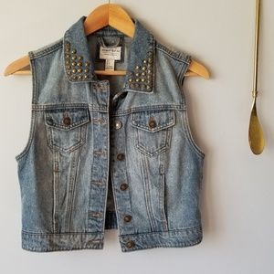 Denim Vest with Metal Stud Details